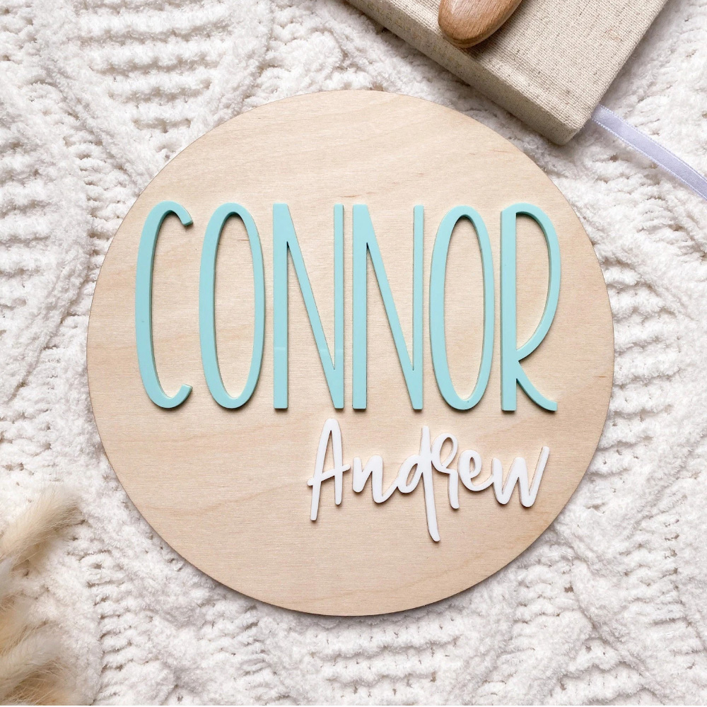Baby Nursery Artwork - Personalised Birth Announcement Plaque - Wood