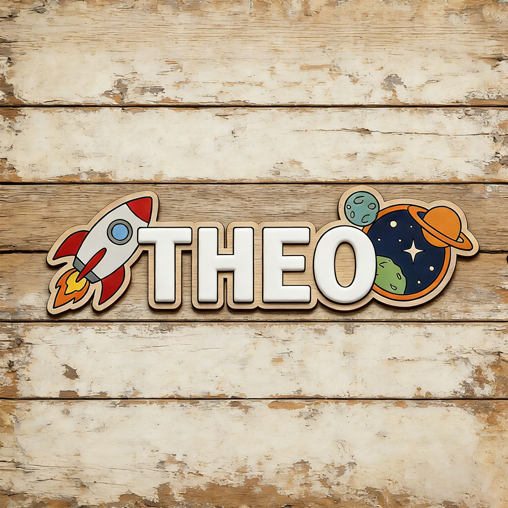 Baby Nursery Artwork - Personalized Space Rocket Name Sign for