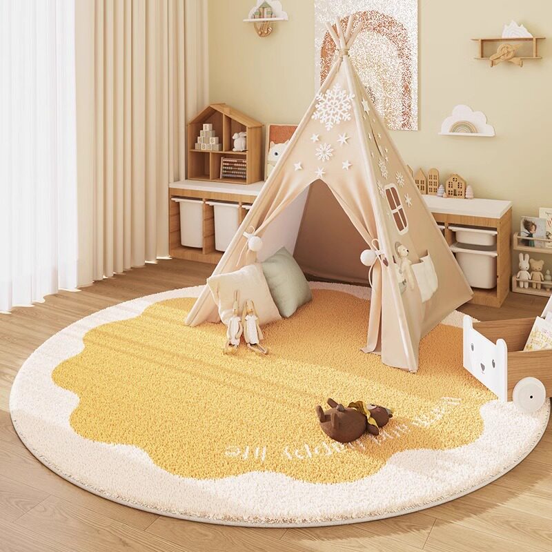 Baby Nursery Rug - VIKAMA Cashmere-Look Round Rug: Insulating and