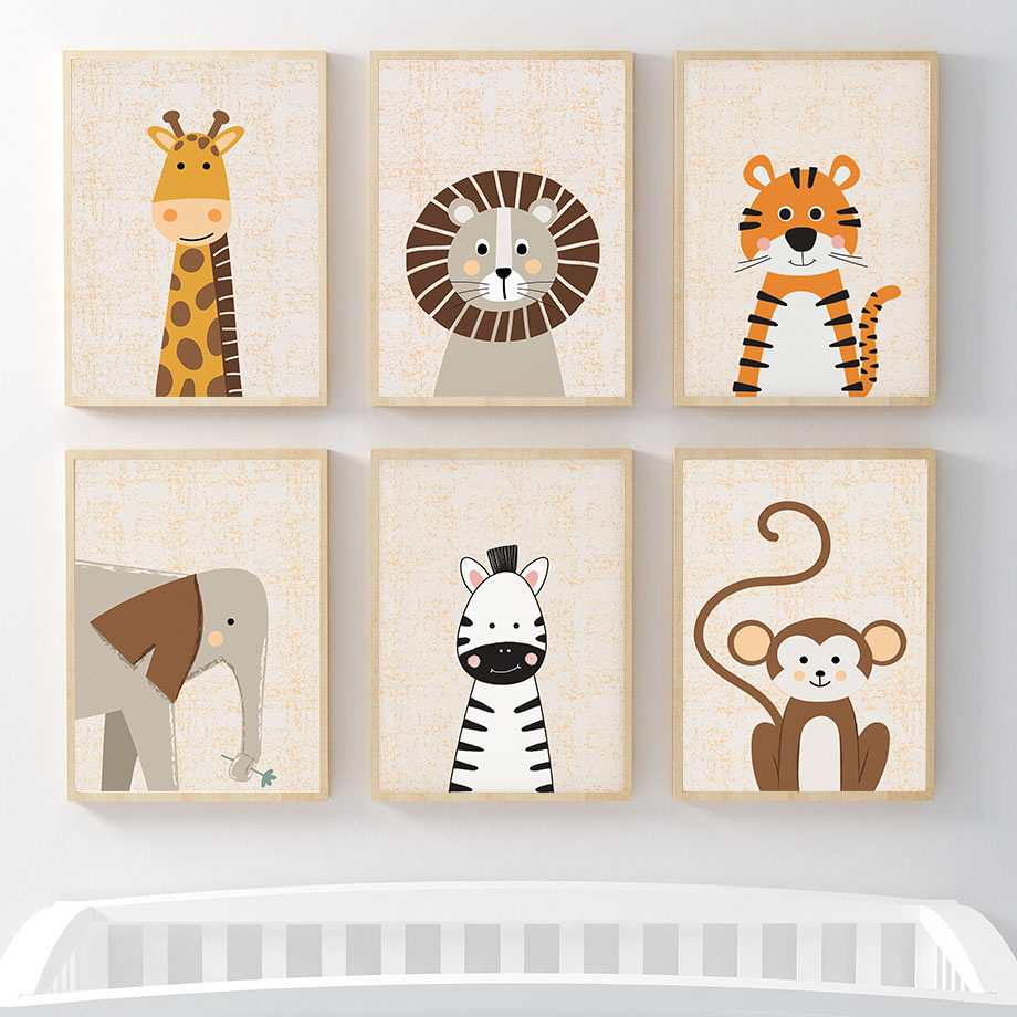 Baby Zebra Nursery - Lion Giraffe Elephant Zebra Monkey Nursery