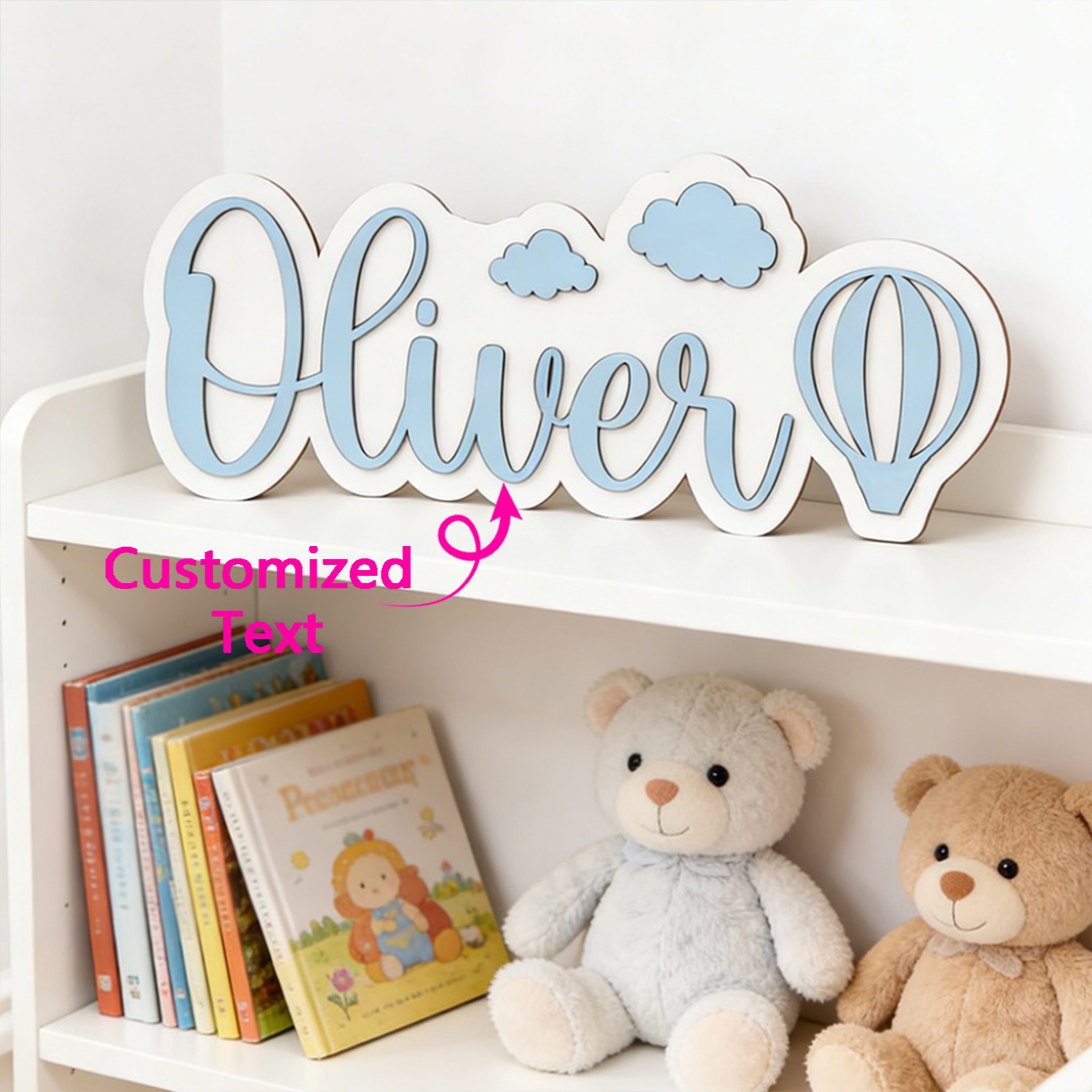 Baby Nursery Artwork - Personalized Hot Air Balloon & Cloud