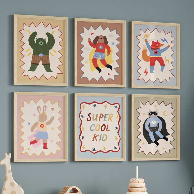 Baby Nursery Artwork - Funny Cartoon Super Cool Kid Nursery