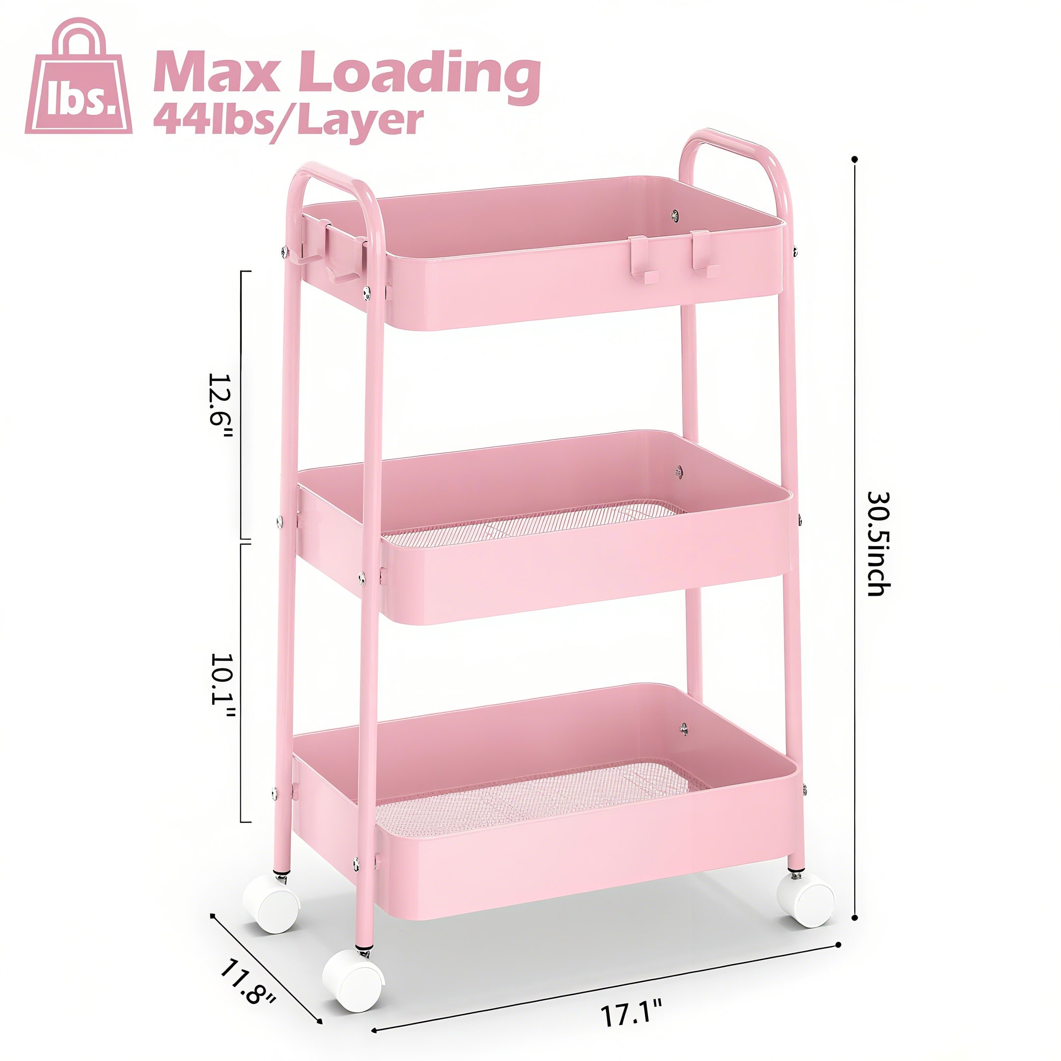 3 Tier Metal Rolling Cart With - Baby Nursery Trolley ulasan dan harga