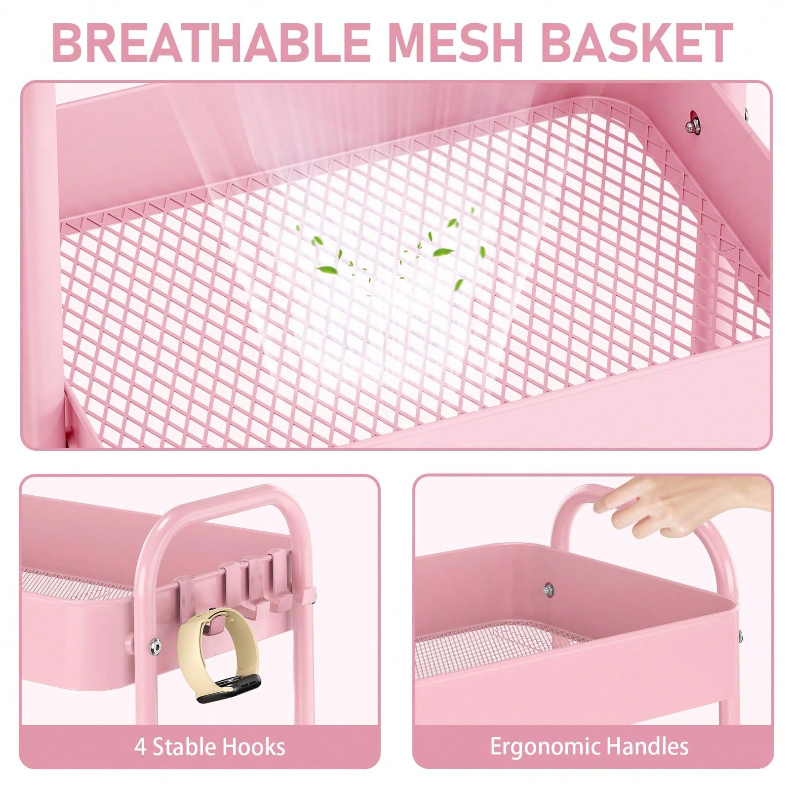 3 Tier Metal Rolling Cart With - Baby Nursery Trolley ulasan dan harga