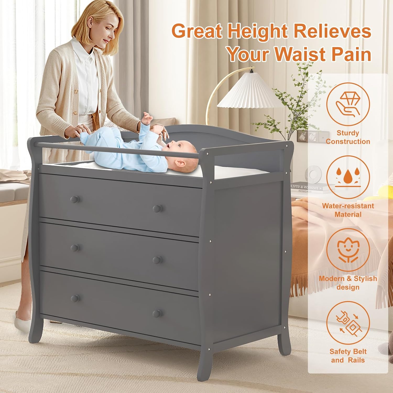 3 Drawers Baby Changing Table  - Baby Nursery Drawers ulasan dan harga