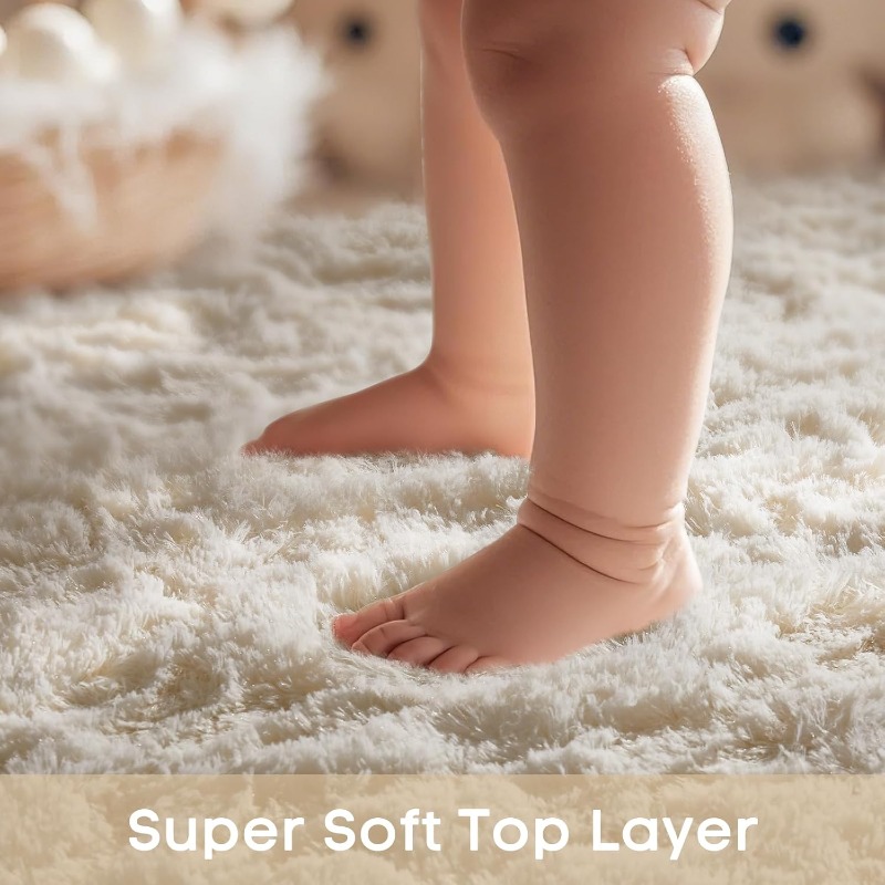 Round Cream White Rug Soft Flu - Baby Nursery Rug ulasan dan harga