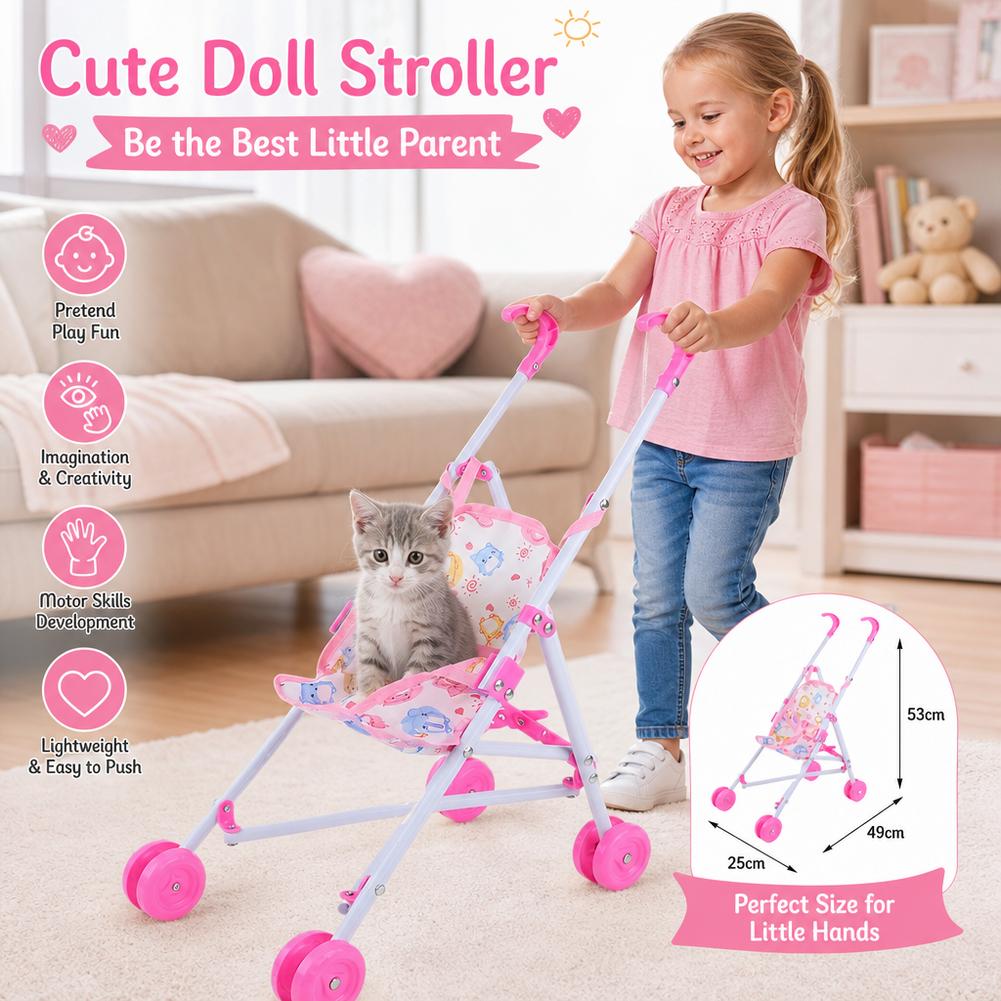 Doll Stroller Pink Baby Pram T - Baby Nursery Trolley ulasan dan harga