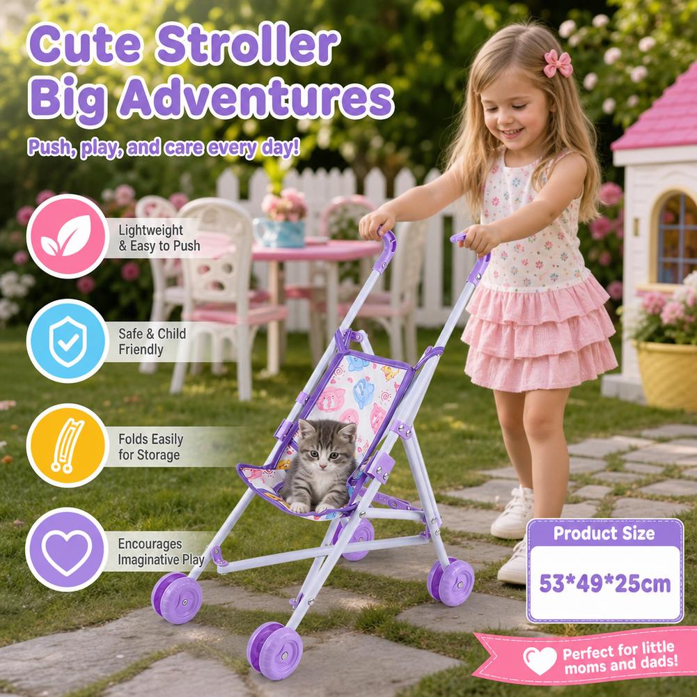 Doll Stroller Pink Baby Pram T - Baby Nursery Trolley ulasan dan harga