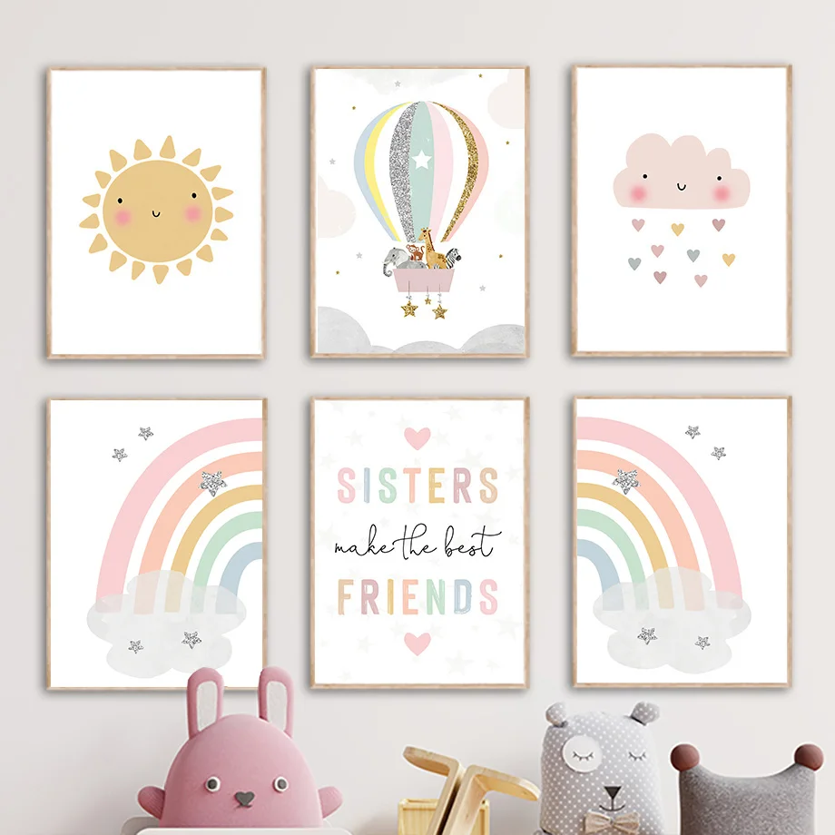 Giraffe Elephant Hot Balloon S - Baby Nursery Artwork ulasan dan harga