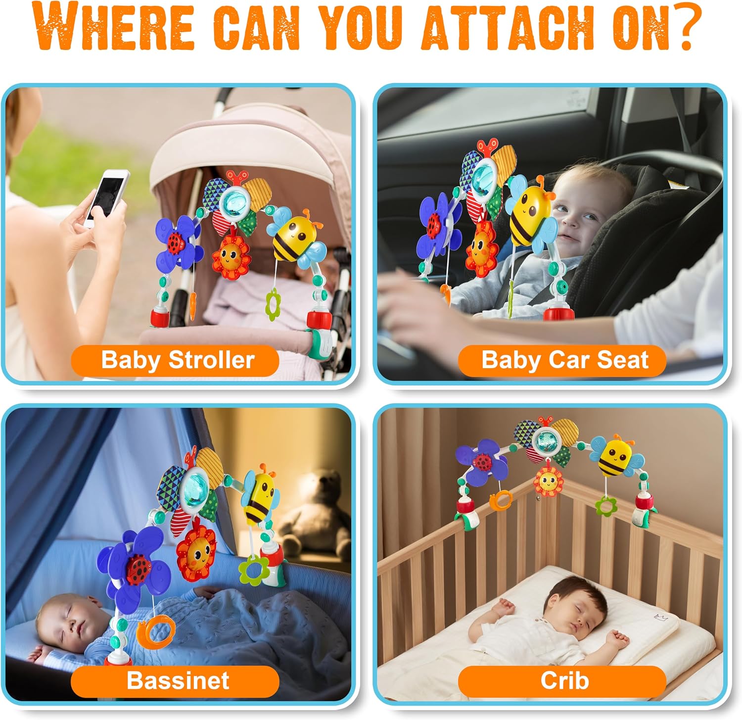 Adjustable Arch Bassinet Toys  - Baby Nursery Trolley ulasan dan harga