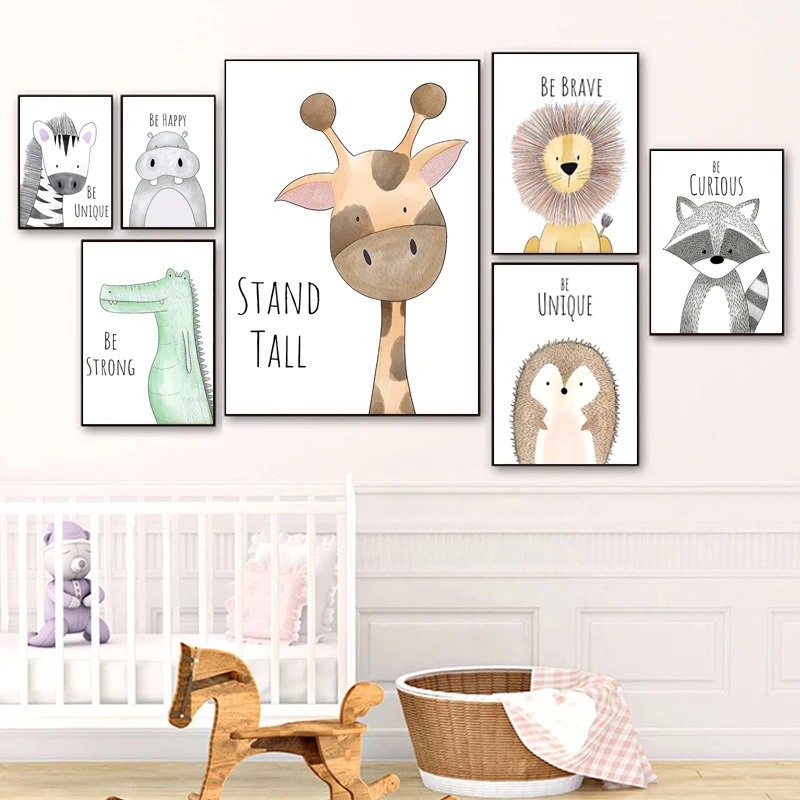 Cartoon Animal Canvas Painting - Baby Zebra Nursery ulasan dan harga