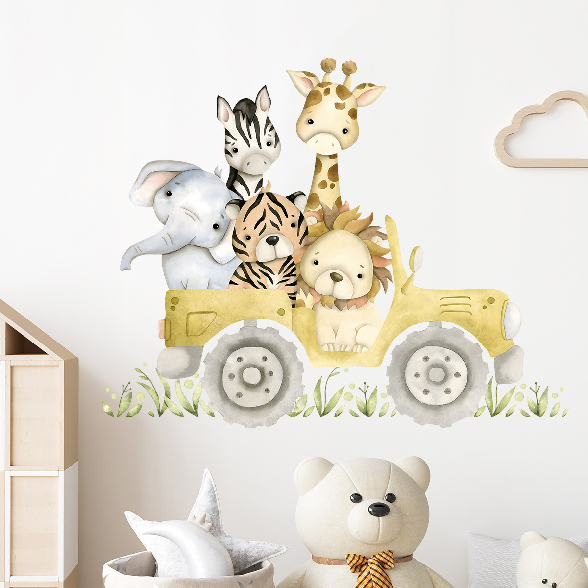 Cute Animals Drive Jeep Wall S - Baby Zebra Nursery ulasan dan harga