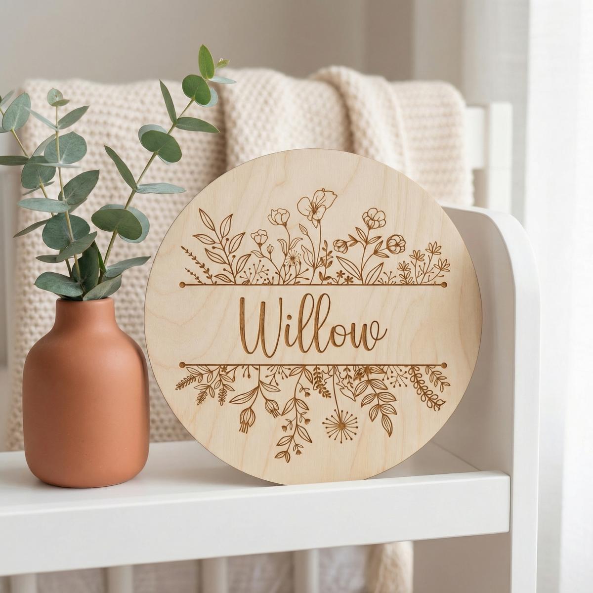 Personalized Floral Round Wood - Baby Nursery Baby ulasan dan harga