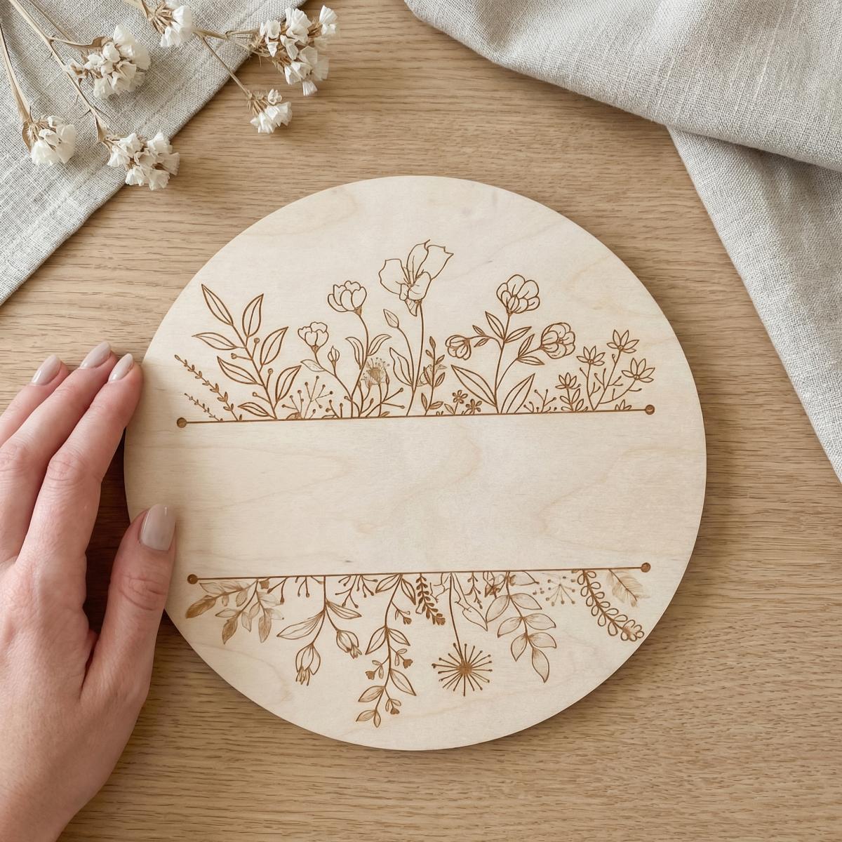 Personalized Floral Round Wood - Baby Nursery Baby ulasan dan harga