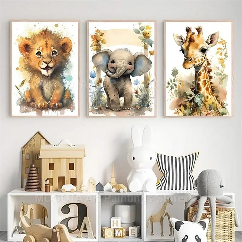Watercolor Lion Giraffe Tiger  - Baby Zebra Nursery ulasan dan harga