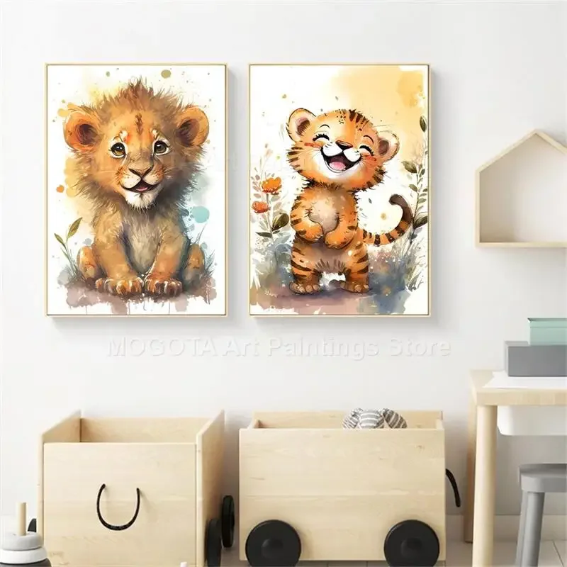 Watercolor Lion Giraffe Tiger  - Baby Zebra Nursery ulasan dan harga