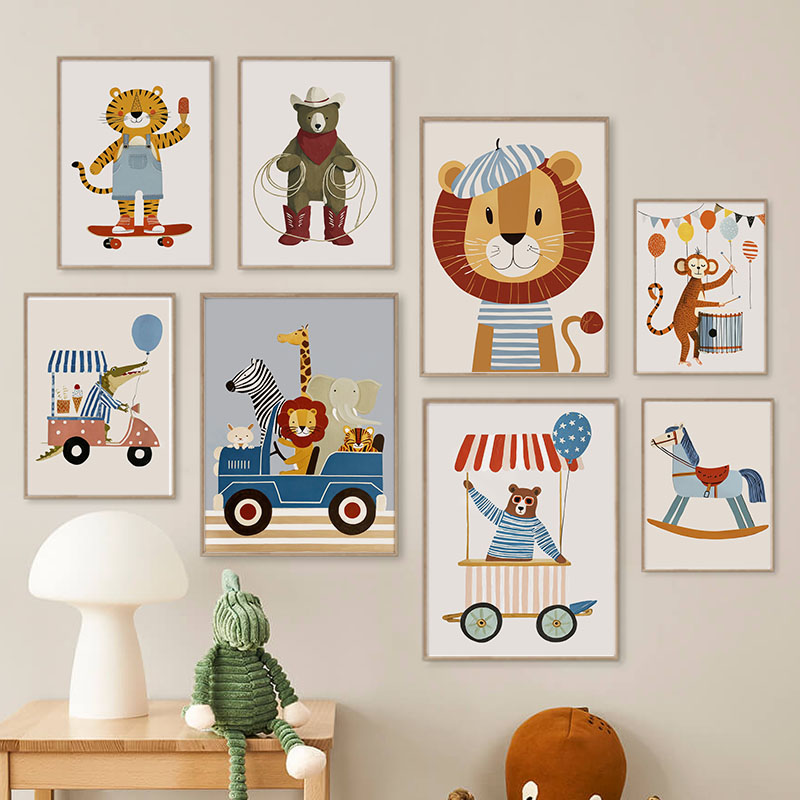 Funny Cartoon Animal Car Ballo - Baby Nursery Artwork ulasan dan harga