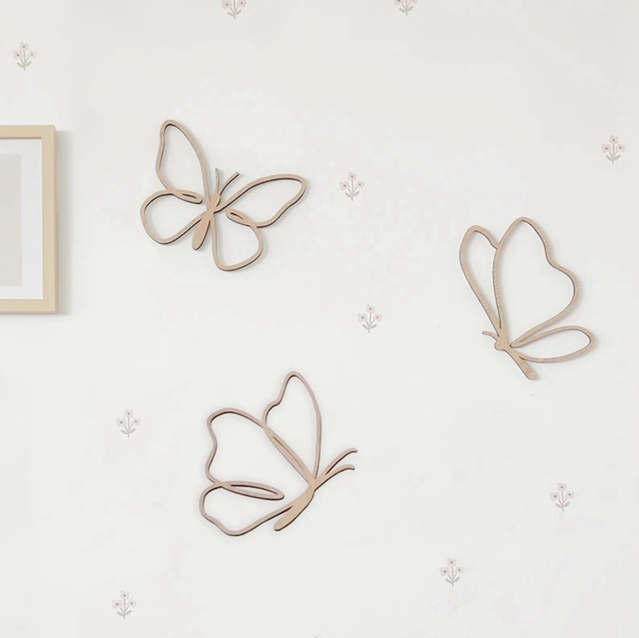 Wooden Butterflies Sign, Woode - Baby Nursery Artwork ulasan dan harga