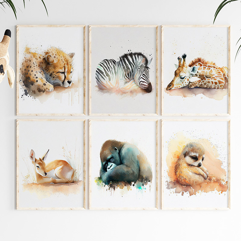 Watercolor Sleeping Safari Ani - Baby Zebra Nursery ulasan dan harga