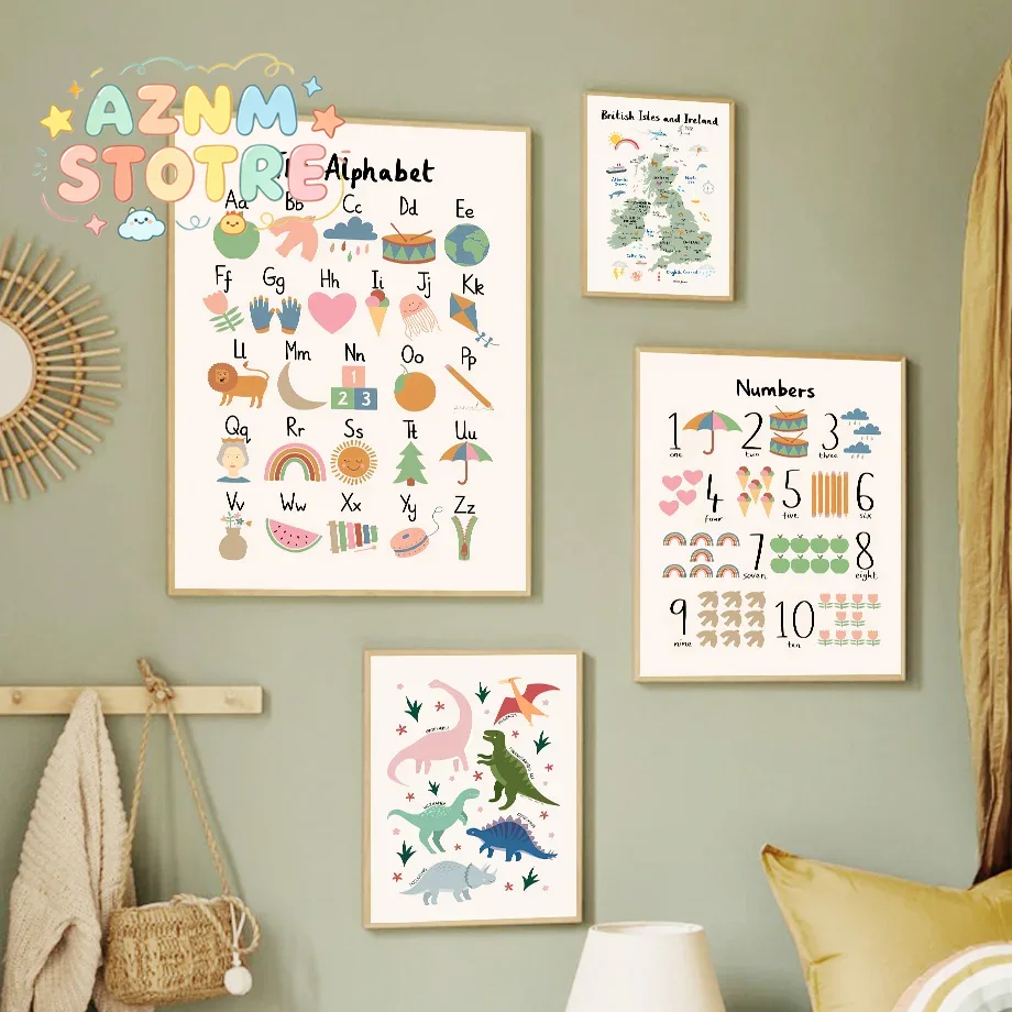 Animal World Map Dinosaur Alph - Baby Nursery Artwork ulasan dan harga