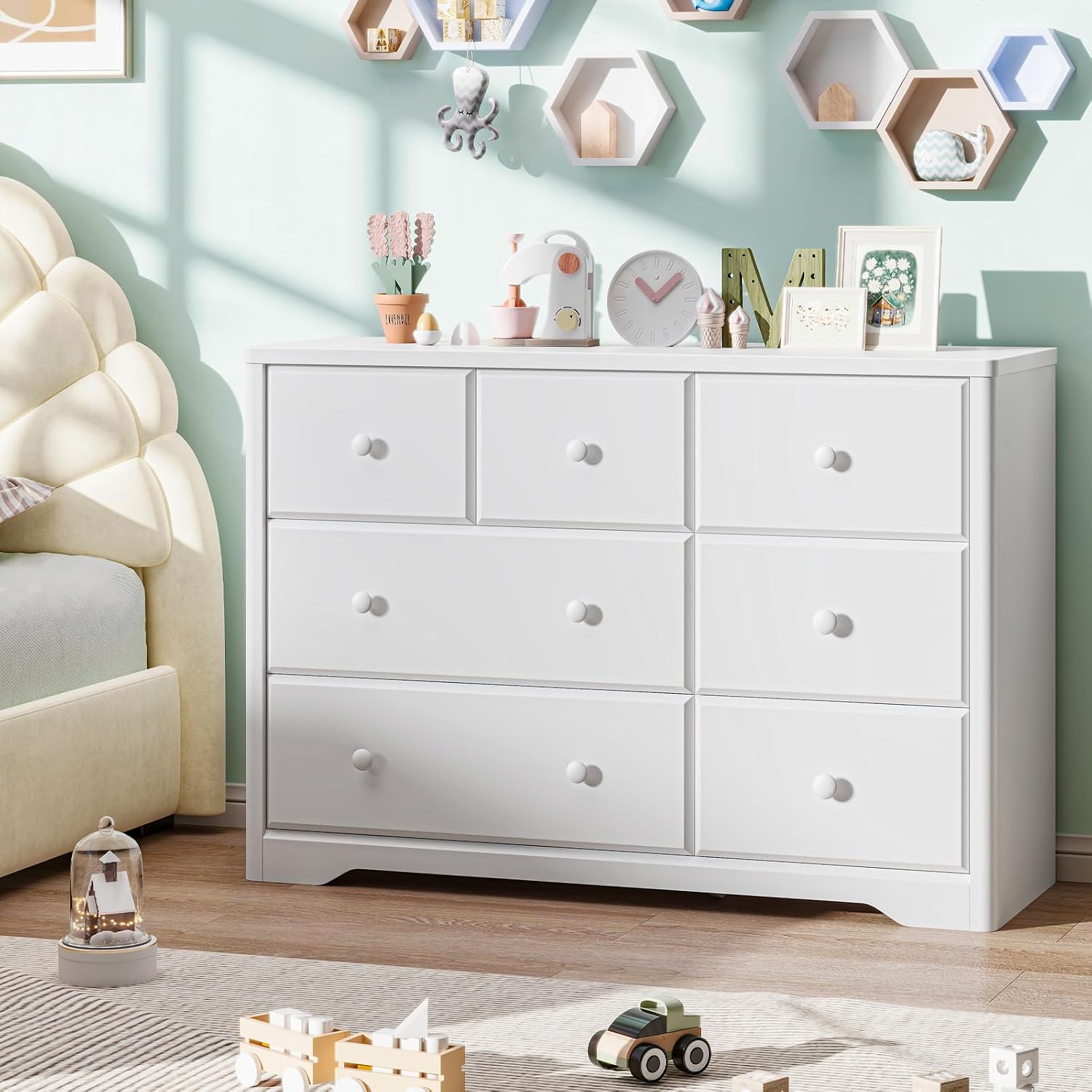 Dresser Cabinet 7 Drawers Kids - Baby Nursery Drawers ulasan dan harga