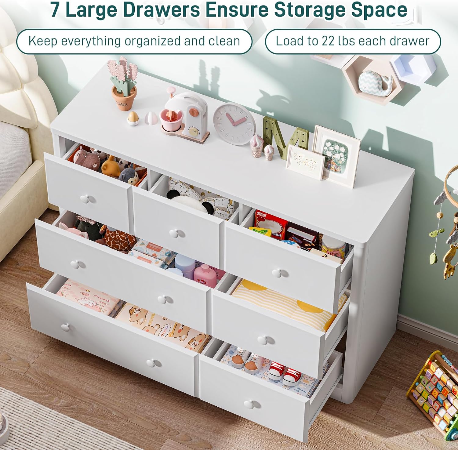 Dresser Cabinet 7 Drawers Kids - Baby Nursery Drawers ulasan dan harga